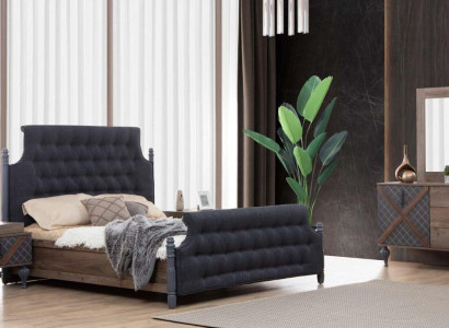 Bed Bedside table Chest of drawers with Mirror Bedroom 4 pcs. Chesterfield set